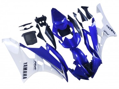 Custom 2006-2007 Yamaha YZF 600 R6 Motorcycle Fairings - White Blue Black