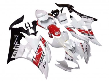 Custom 2006-2007 Yamaha YZF 600 R6 Motorcycle Fairings - White Red Black Motul