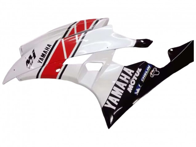 2006-2007 Yamaha YZF 600 R6 Motorcycle Fairings - White Red Black Motul