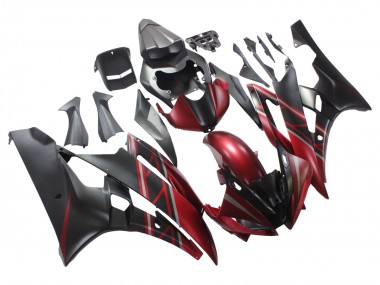 Custom 2006-2007 Yamaha YZF 600 R6 Motorcycle Fairings - Red Matte Black