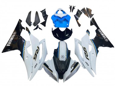 Custom 2008-2016 Yamaha YZF 600 R6 Motorcycle Fairing - White Blue Glossy Black