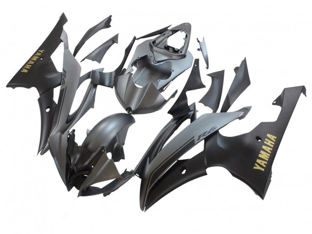 2008-2016 Yamaha YZF 600 R6 Motorcycle Fairings - Grey Matte Black Gold Decals