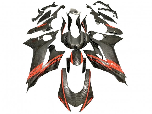 2017-2023 Yamaha YZF 600 R6 Motorcycle Fairings - Red Black Carbon Fiber Style