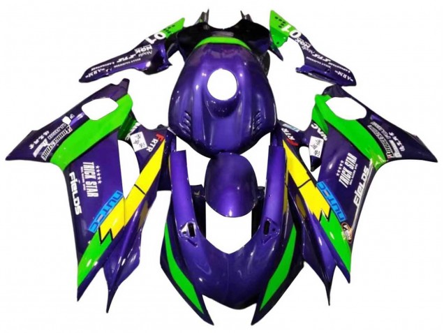 2017-2023 Yamaha YZF 600 R6 Motorcycle Fairings - Green Purple Yellow Black Trick Star