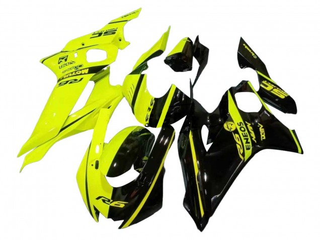 2017-2023 Yamaha YZF 600 R6 Motorcycle Fairings - Neon Yellow Glossy Black Split