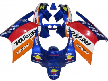 Custom 1988-1989 Honda NSR250R Motorcycle Fairings - Orange White Red Blue Repsol