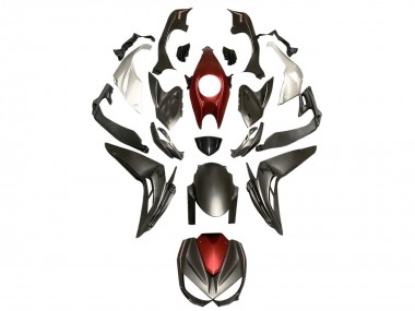Custom 2014-2019 Kawasaki Z1000 Motorcycle Fairings - Silver Red Matte Black