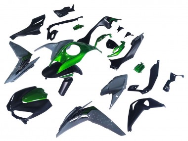 Custom 2014-2019 Kawasaki Z1000 Motorcycle Fairings - Black Green Grey