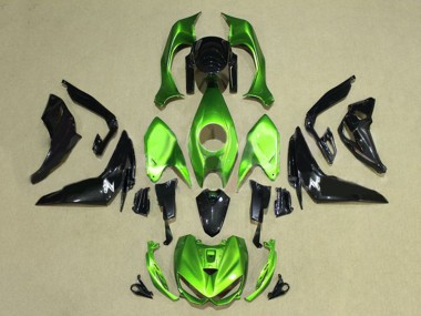 Custom 2014-2019 Kawasaki Z1000 Motorcycle Fairings - Green Glossy Black