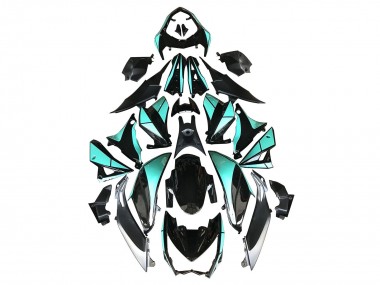 Custom 2014-2019 Kawasaki Z1000 Motorcycle Fairings - Light Blue Glossy Black Silver