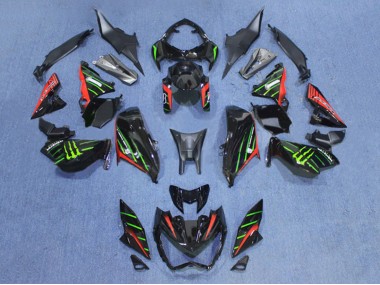 Custom 2013-2018 Kawasaki Z800 Motorcycle Fairings - Black Red Green