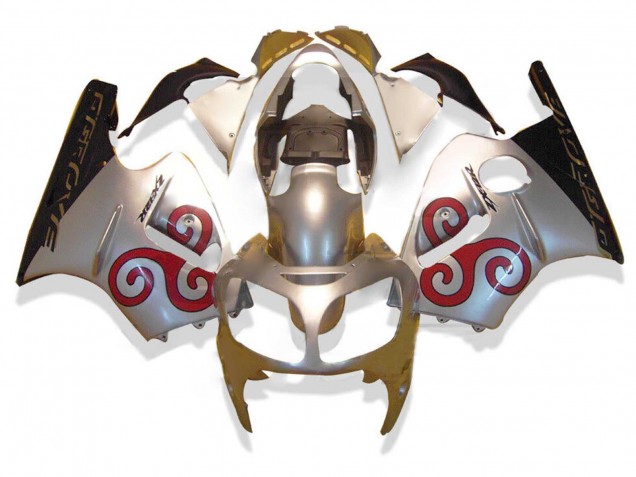 2000-2001 Kawasaki ZX12R Motorcycle Fairings - Silver Red Black