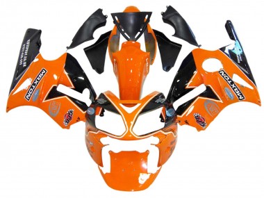 Custom 2002-2006 Kawasaki ZX12R Motorcycle Fairings - Orange Yellow Black Elf Maxton