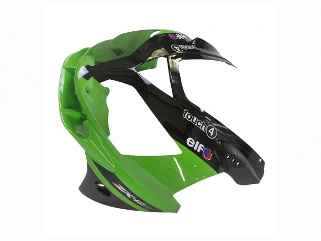 2002-2006 Kawasaki ZX12R Motorcycle Fairing - Green Glossy Black Elf Touch4 Monster