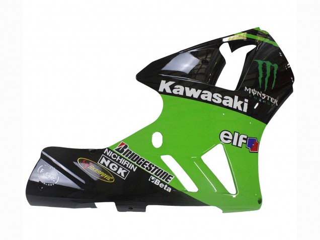 2002-2006 Kawasaki ZX12R Motorcycle Fairing - Green Glossy Black Elf Touch4 Monster
