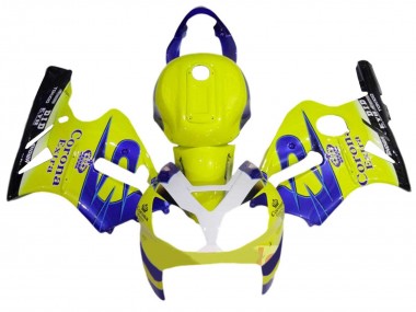 Custom 2002-2006 Kawasaki ZX12R Motorcycle Fairings - Yellow White Blue Corona Extra