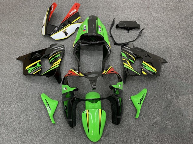 2000-2001 Kawasaki ZX9R Motorcycle Fairings - Green Orange Black
