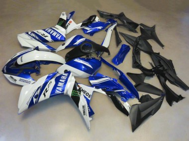 Custom 2015-2018 Yamaha YZF R3/R25 Motorcycle Fairings - White Blue Yamalube ENEOS Monster