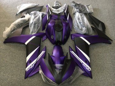 Custom 2015-2018 Yamaha YZF R3/R25 Motorcycle Fairings - White Purple Matte Black