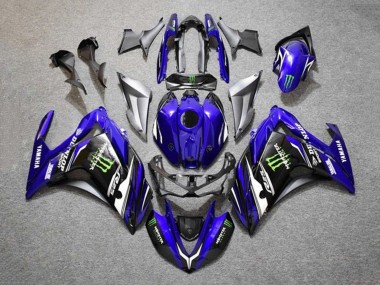 Custom 2015-2018 Yamaha YZF R3/R25 Motorcycle Fairings - Blue Silver Black Monster