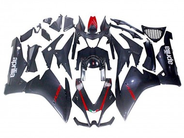 Custom 2009-2015 Aprilia RSV4 1000 Motorcycle Fairings - Black Faux Carbon Fiber Red