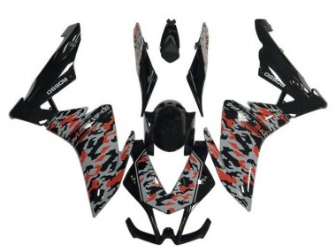 Custom 2009-2015 Aprilia RSV4 1000 Motorcycle Fairings - Black Grey Red Camouflage
