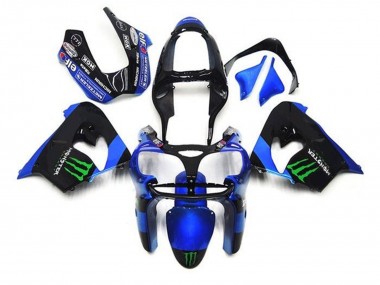 Custom 2002-2003 Kawasaki ZX9R Motorcycle Fairings - Blue Black Green Monster