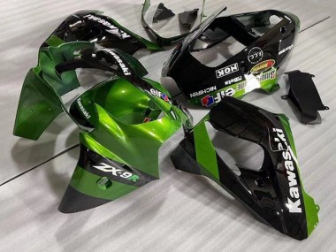 Custom 2002-2003 Kawasaki ZX9R Motorcycle Fairings - Green Black Elf