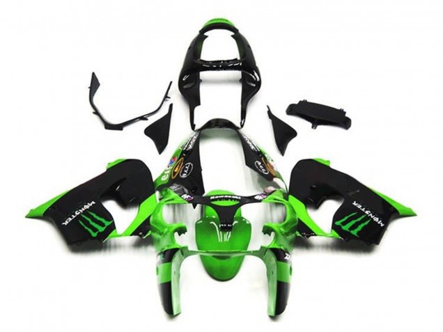 2002-2003 Kawasaki ZX9R Motorcycle Fairings - Green Black Monster