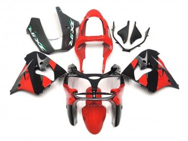 Custom 2002-2003 Kawasaki ZX9R Motorcycle Fairings - Red Black Silver