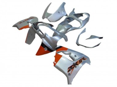 Custom 2002-2003 Kawasaki ZX9R Motorcycle Fairings - Silver Orange Black