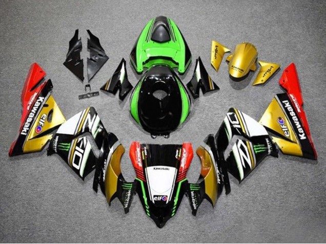 2004-2005 Kawasaki ZX10R Motorcycle Fairings - Gold Black Green White Red