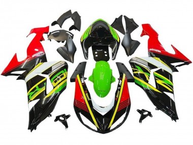 Custom 2006-2007 Kawasaki ZX10R Motorcycle Fairings - Red Green Yellow Black