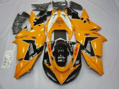 Custom 2006-2007 Kawasaki ZX10R Motorcycle Fairings - Orange White Black Racing Elf