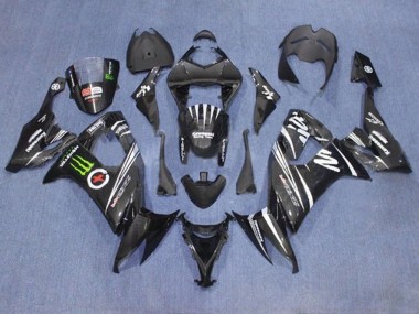Custom 2008-2010 Kawasaki ZX10R Motorcycle Fairings - Black White Green Monster