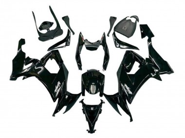 Custom 2008-2010 Kawasaki ZX10R Motorcycle Fairings - Glossy Black White Decal