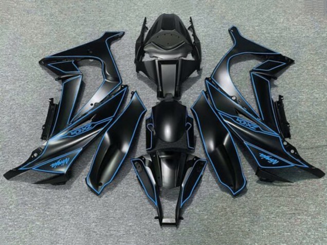 2011-2015 Kawasaki ZX10R Motorcycle Fairings - Matte Black Blue