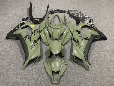 Custom 2011-2015 Kawasaki ZX10R Motorcycle Fairings - Dark Army Green Black Yellow Star