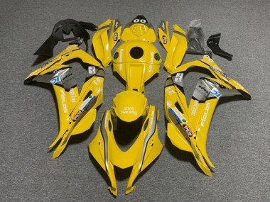 Custom 2016-2020 Kawasaki ZX10R Motorcycle Fairings - Yellow Blue White Trick Star Eva Racing