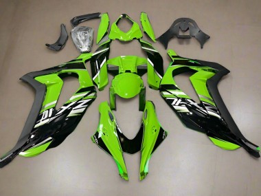 Custom 2016-2020 Kawasaki ZX10R Motorcycle Fairings - Green Glossy Black