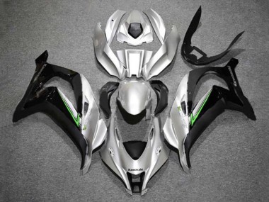Custom 2016-2020 Kawasaki ZX10R Motorcycle Fairings - Silver Green Black