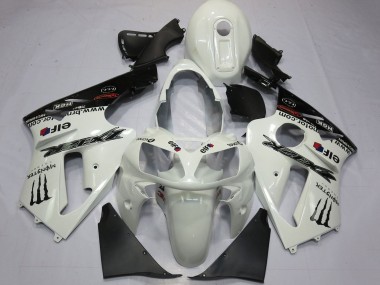 Custom 2000-2001 Kawasaki ZX12R Motorcycle Fairings - Pearl White Black Elf Monster Energy