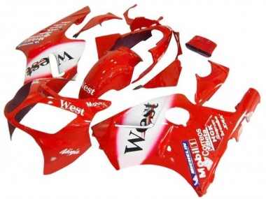 Custom 2002-2006 Kawasaki ZX12R Motorcycle Fairings - Red White West