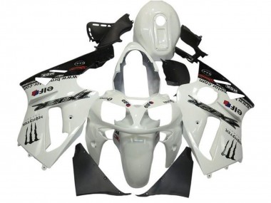 Custom 2002-2006 Kawasaki ZX12R Motorcycle Fairings - Pearl White Black Elf Monster