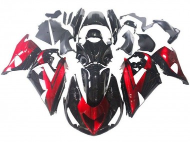 Custom 2006-2011 Kawasaki ZX14R ZZR1400 Motorcycle Fairings - Red Glossy Black