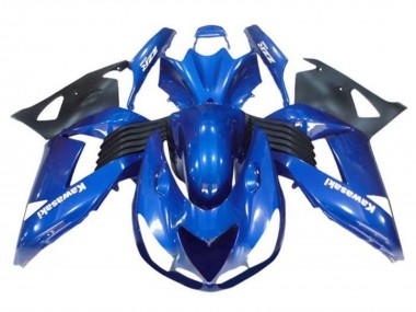 Custom 2006-2011 Kawasaki ZX14R ZZR1400 Motorcycle Fairings - Blue Black White Decal
