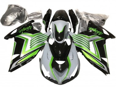 Custom 2012-2024 White Green Glossy Black Kawasaki ZX14R ZZR1400 Motorcycle Fairings
