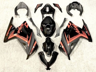 Custom 2013-2024 Kawasaki EX300 Motorcycle Fairings - Glossy Black Orange