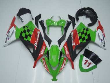 Custom 2013-2024 Kawasaki EX300 Motorcycle Fairings - Green White Red Black Motocard