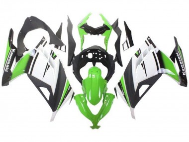 Custom 2013-2024 Kawasaki EX300 Motorcycle Fairings - Green White Black Matte Black